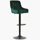 Greenwich Bar Stool Green Velvet & Black Base