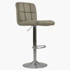 Grid Bar Stool Taupe Leather & Brushed Steel Base