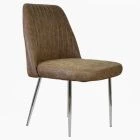 Grove Dining Chair Antique Brown Faux Leather & Chrome Leg