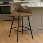 Hamilton Bar Stool Antique Brown Leather & Black Leg