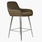 Hamilton Bar Stool Antique Brown Leather & Chrome Leg
