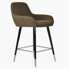 Hamilton Bar Stool Antique Brown Leather & Black \ Silver Leg