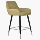 Hamilton Bar Stool Cream Leather & Black \ Silver Leg