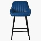Hamilton Bar Stool Blue Leather & Black Leg