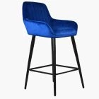 Hamilton Bar Stool Blue Velvet & Black Leg