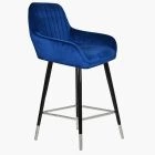 Hamilton Bar Stool Blue Velvet & Black \ Silver Leg