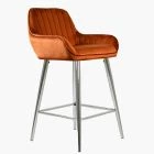 Hamilton Bar Stool Burnt Orange Velvet & Chrome Leg