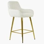 Hamilton Bar Stool Cream Boucle Fabric & Gold Leg