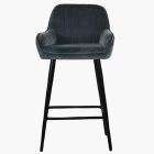 Hamilton Bar Stool Dark Grey Velvet & Black Leg