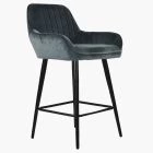 Hamilton Bar Stool Dark Grey Velvet & Black Leg