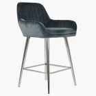 Hamilton Bar Stool Dark Grey Velvet & Chrome Leg