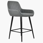 Hamilton Bar Stool Dark Grey Leather & Black Leg