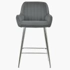 Hamilton Bar Stool Dark Grey Leather & Chrome Leg