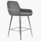 Hamilton Bar Stool Dark Grey Leather & Chrome Leg