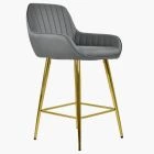 Hamilton Bar Stool Dark Grey Leather & Gold Leg