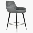 Hamilton Bar Stool Dark Grey Leather & Black \ Silver Leg