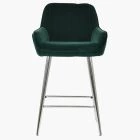 Hamilton Bar Stool Emerald Green Velvet & Chrome Leg