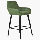Hamilton Bar Stool Vintage Green Leather & Black Leg