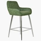 Hamilton Bar Stool Vintage Green Leather & Chrome Leg