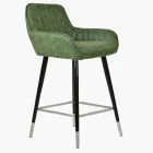 Hamilton Bar Stool Vintage Green Leather & Black \ Silver Leg
