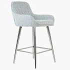 Hamilton Bar Stool Grey Boucle Fabric & Chrome Leg