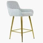 Hamilton Bar Stool Grey Boucle Fabric & Gold Leg