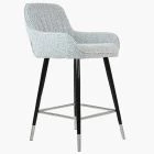 Hamilton Bar Stool Grey Boucle Fabric & Black \ Silver Leg