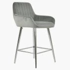 Hamilton Bar Stool Grey Velvet & Chrome Leg