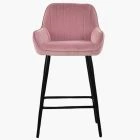 Hamilton Bar Stool Pink Velvet & Black Leg