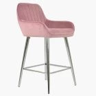 Hamilton Bar Stool Pink Velvet & Chrome Leg
