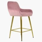 Hamilton Bar Stool Pink Velvet & Gold Leg