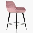 Hamilton Bar Stool Pink Velvet & Black \ Silver Leg