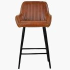 Hamilton Bar Stool Tan Brown Leather & Black Leg