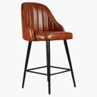 Hanna Bar Stool Vintage Tan Brown Leather & Black Leg