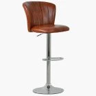 Harlem Bar Stool Vintage Tan Brown Leather & Chrome Base