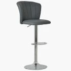 Harlem Bar Stool Grey Leather & Chrome Base