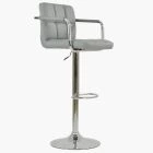 Havana Bar Stool Grey Leather & Chrome Base