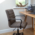 Heather Swivel Office Desk Chair Antique Brown Leather