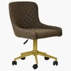 Heron Office Chair Antique Brown Faux Leather & Gold