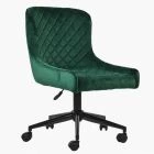 Heron Office Chair Green Velvet & Black