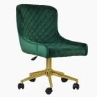 Heron Office Chair Green Velvet & Gold