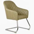 Hood Dining Chair Cream Faux Leather & Chrome Leg