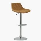 Hudson Bar Stool Antique Brown Leather & Chrome Base