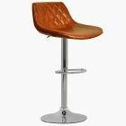 Hudson Bar Stool Vintage Tan Brown Leather & Chrome Base