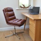 Cowper Office Chair Vintage Brown Faux Leather & Chrome
