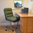 Strada Office Chair Vintage Green Faux Leather & Chrome