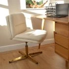Rosso Office Chair Cream Boucle Fabric & Gold