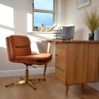 Rosso Office Chair Burnt Orange Velvet & Gold