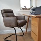 Nikan Office Chair Antique Brown Faux Leather & Black