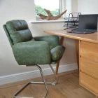 Nikan Office Chair Vintage Green Faux Leather & Chrome
